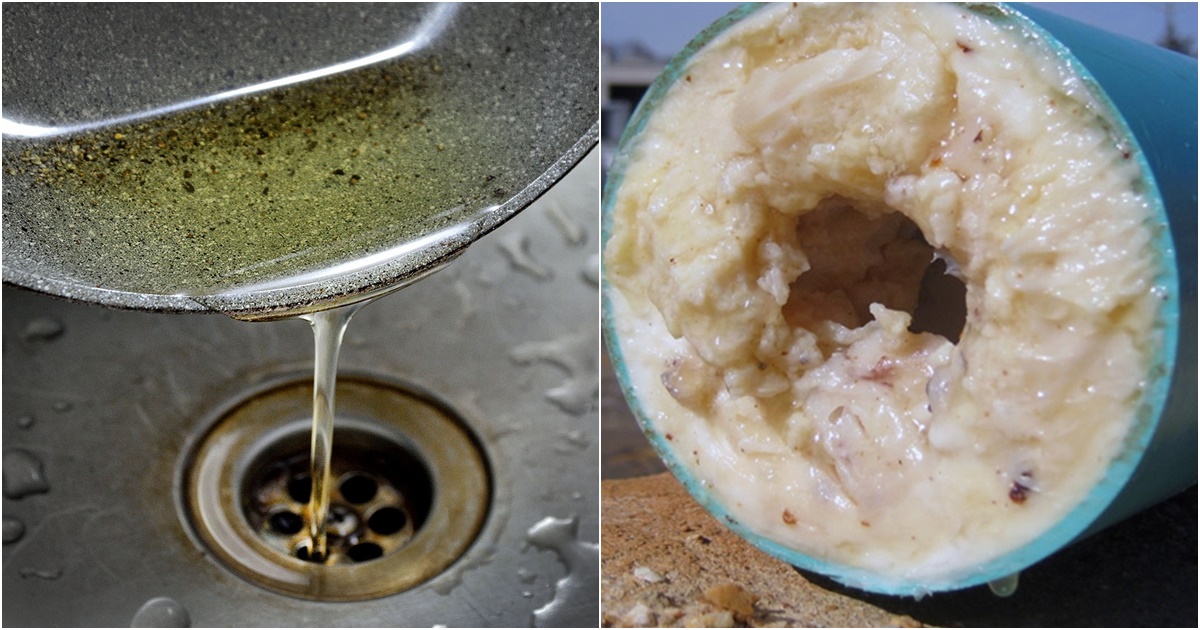 đổ dầu mỡ thừa vào bồn rửa chén